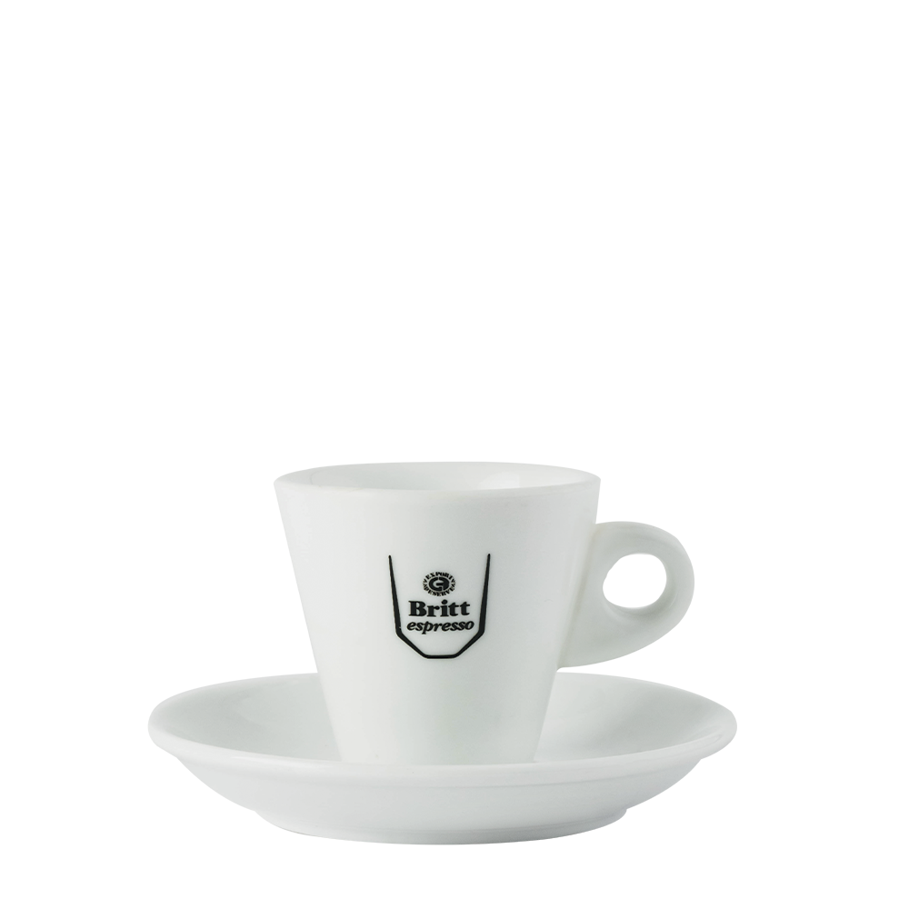 Set Taza Ceramica Blanca con Plato