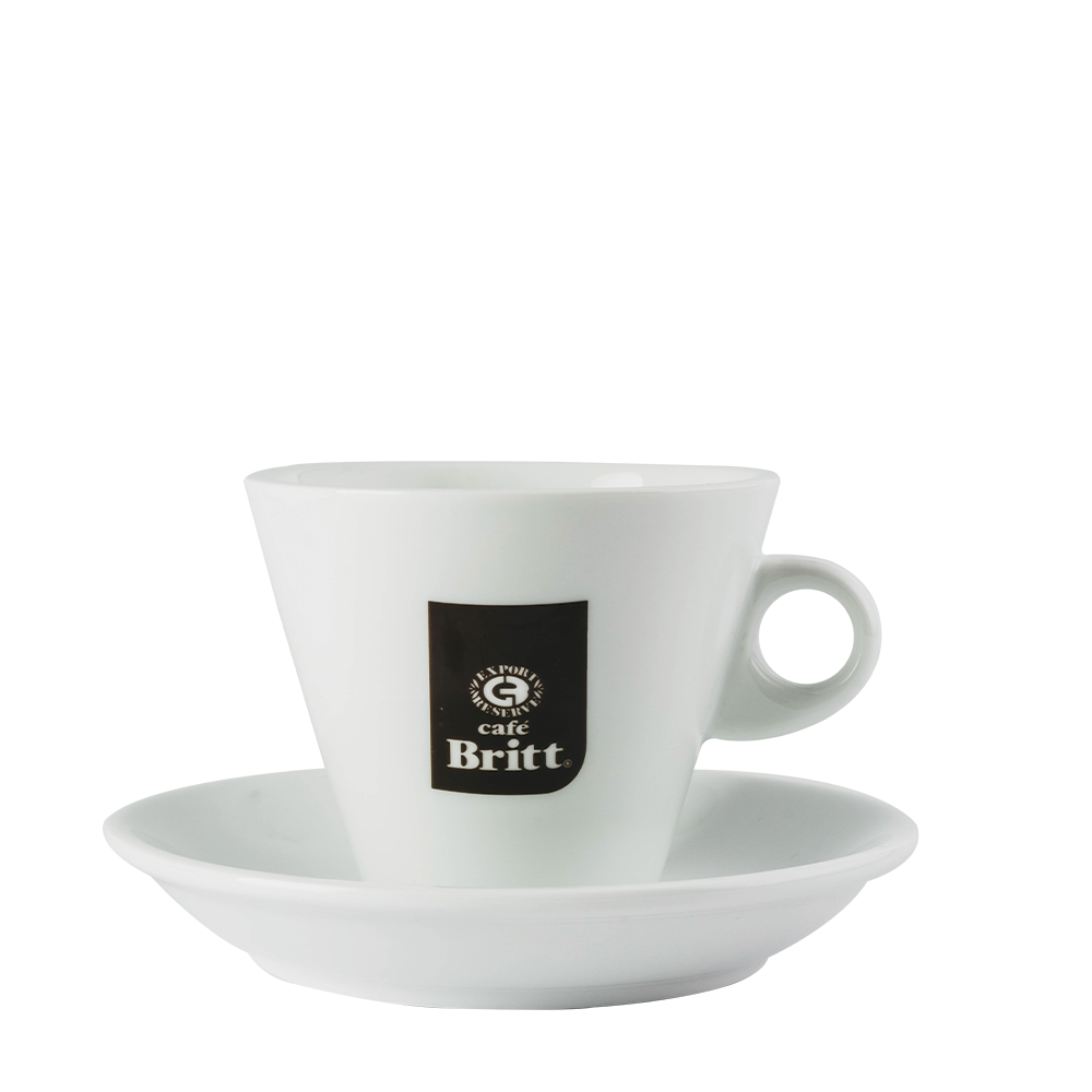 Set Taza Ceramica Blanca con Plato
