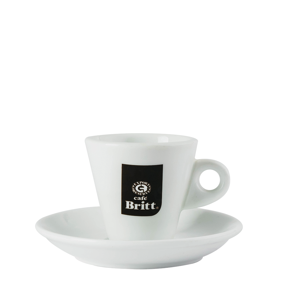 Set Taza Ceramica Blanca con Plato