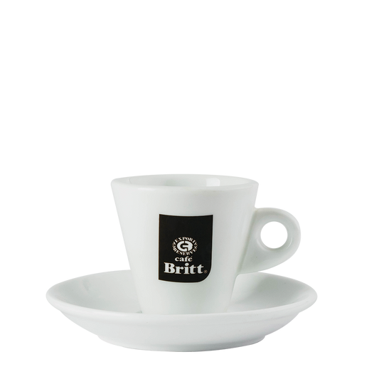 Set Taza Ceramica Blanca con Plato