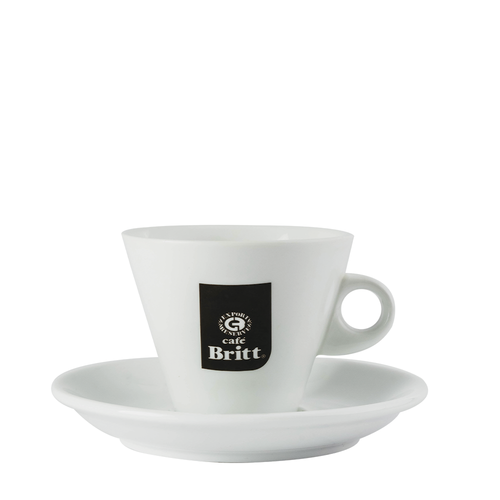 Set Taza Ceramica Blanca con Plato